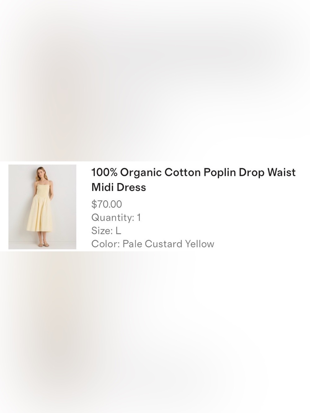 Quince 100% Organic Cotton Poplin Drop Waist Midi Dress Pale Custard Yellow